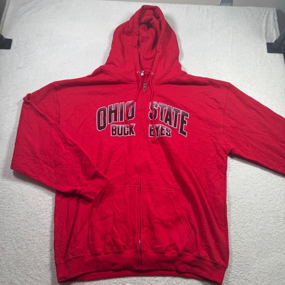 Alstyle Ohio State Buckeyes‎ Hoodie Mens 2XL Red Good Zip Up Graphic Sweatshirt